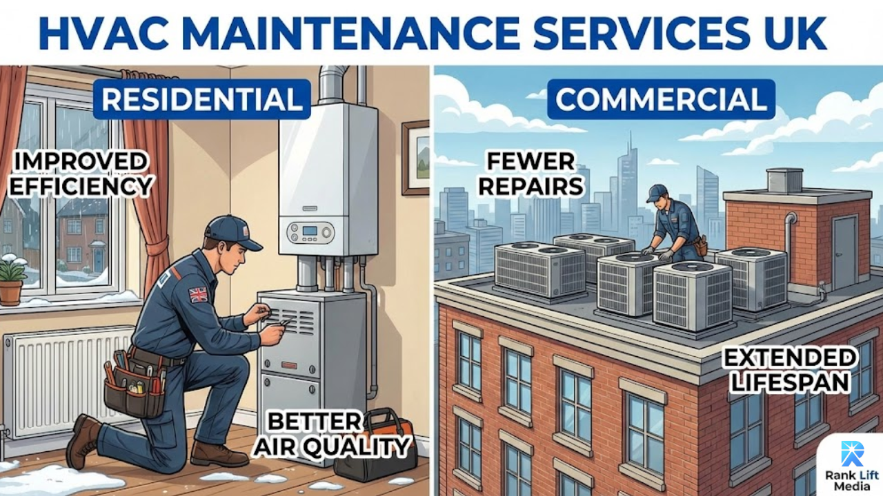 HVAC maintenance services UK performed by professional technician